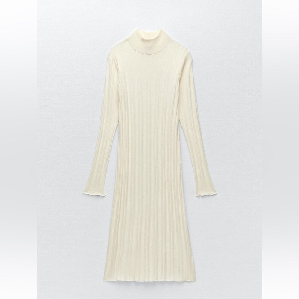 Zara Cream Long Sleeve Dress